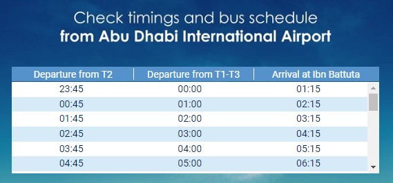 Расписание атвобусов из аэропорта Абу-Даби в Дубай
