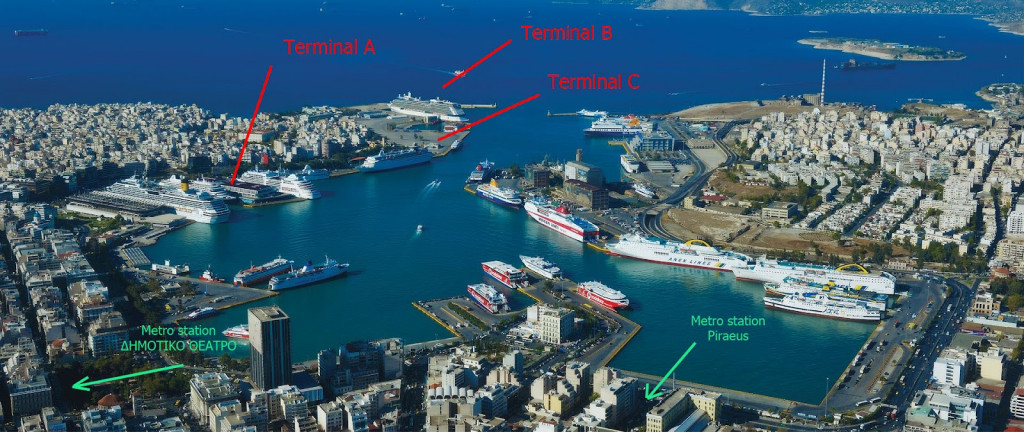 Круизный терминалы Пирея. Вид сверху